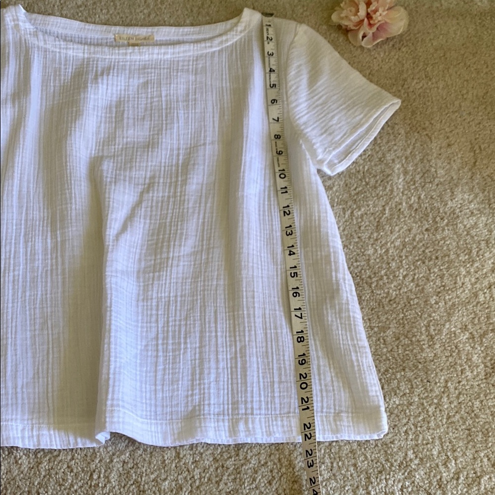 Eileen Fisher White Short Sleeve Top, S/P - Picture 2 of 8
